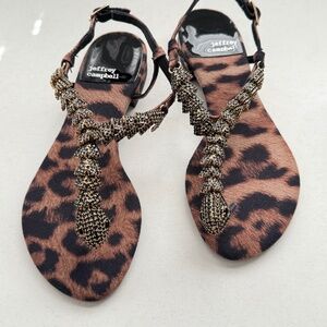 Jeffrey Campbell Kaa Rhinestone Snake Embellished Sandals Cheetah Print Size 6